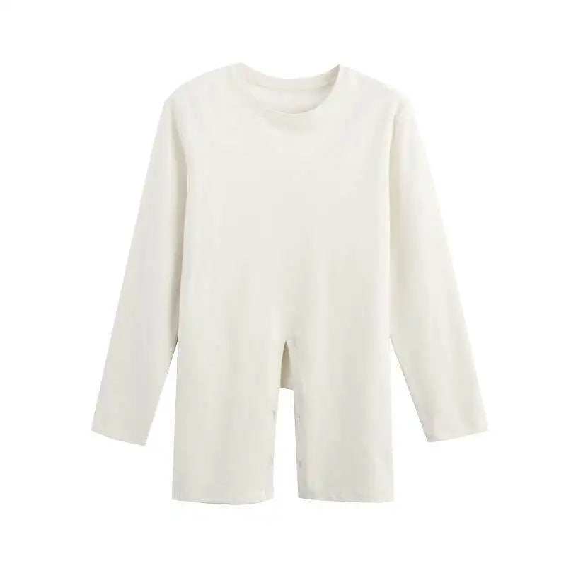 Elan Asymmetric minimal blouse-Ivory white