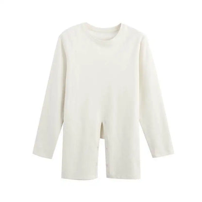 Elan Asymmetric minimal blouse-Ivory white
